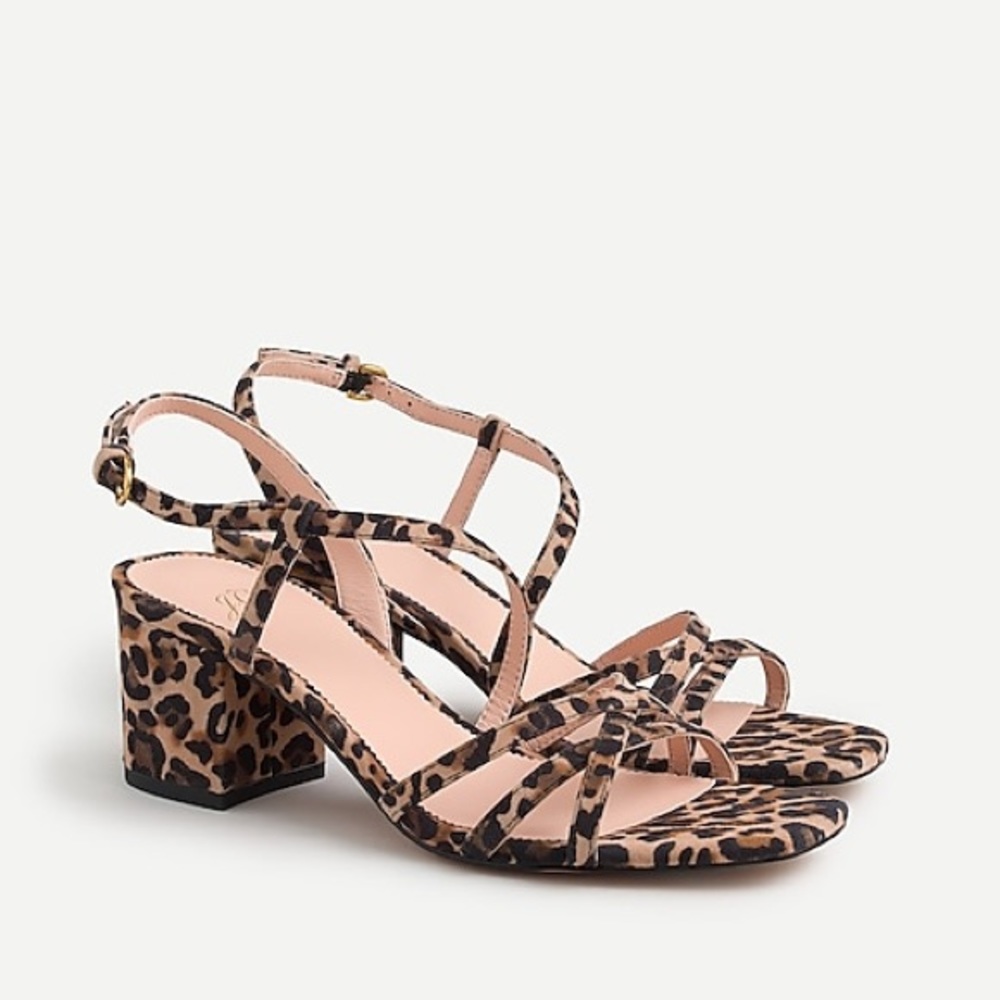 J.Crew Suede Leopard Strappy Sandals Size 8 NWT